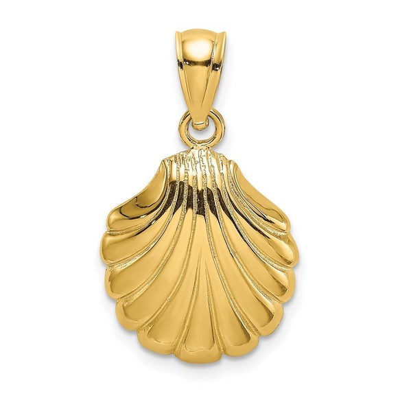 14K Polished 2-D Scallop Shell Charm,All Products : American Fashion Style Bags On Sale